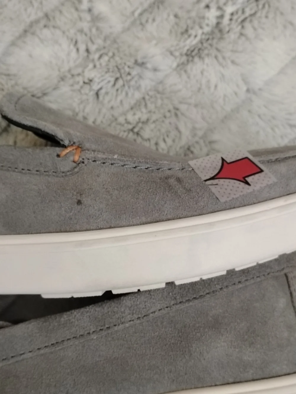 Franco Fortini Preppy Grey Suede Slip-On Loafers with White Sole